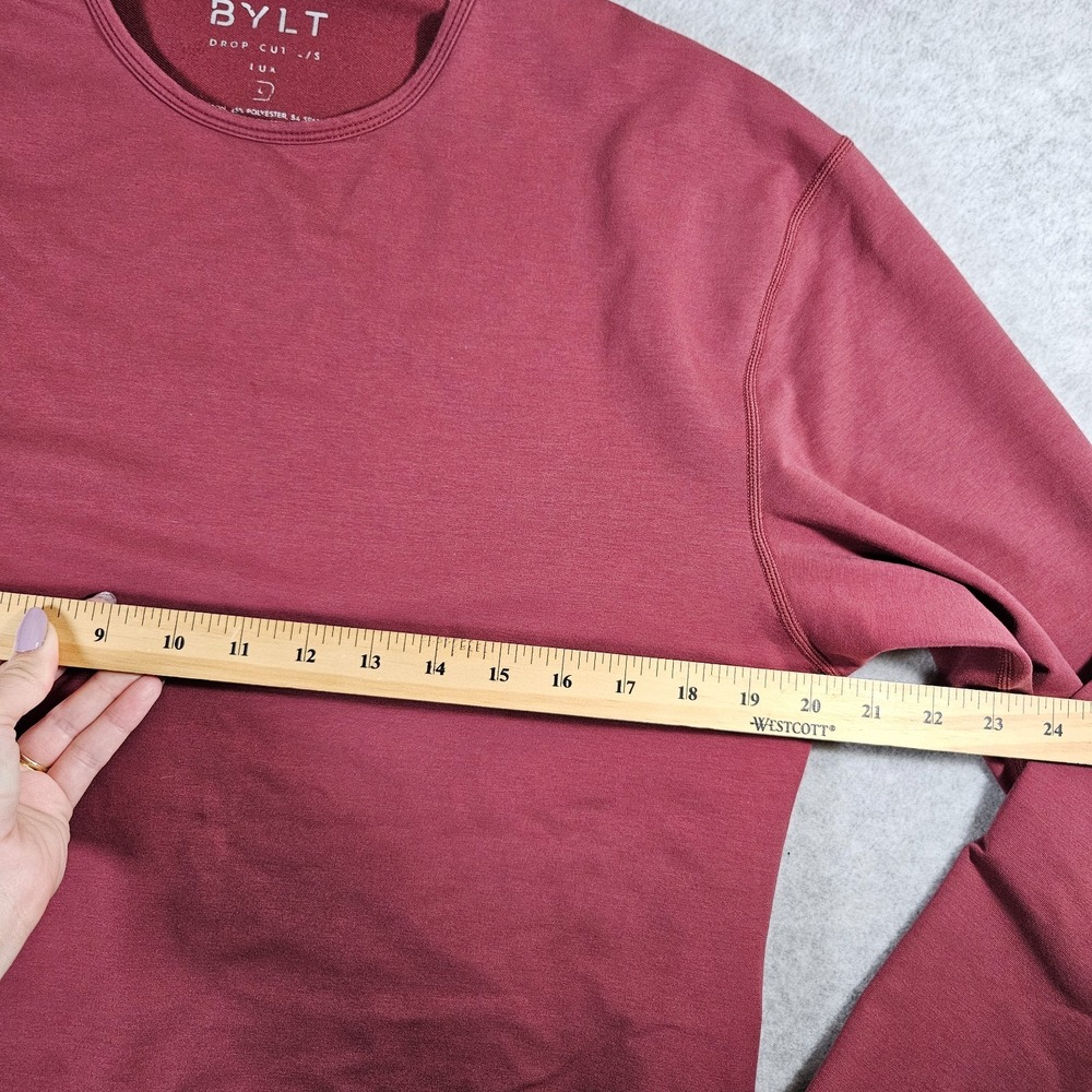 BYLT Men's Sz L Drop-Cut Long Sleeve Maroon Casual‎ Crewneck Shirt - Picture 5 of 6